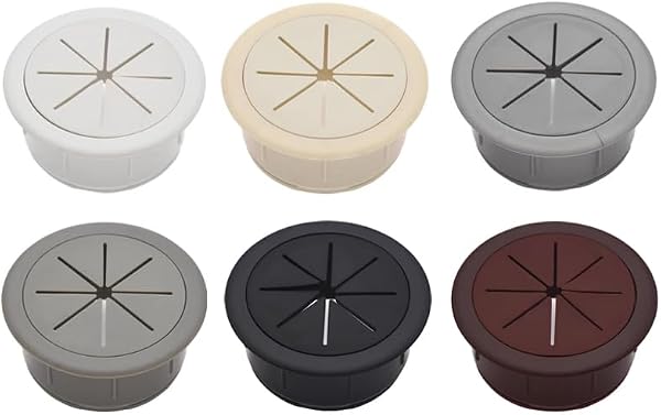 Zaślepka otworu na kabel w przelotce biurkowej 10 sztuk 50mm / 53mm / 60mm biurko stół ABS i guma zaślepki na otwory na kable komputer stancjonarny biurko drut okrągły Tidy przelotka(White,50mm)