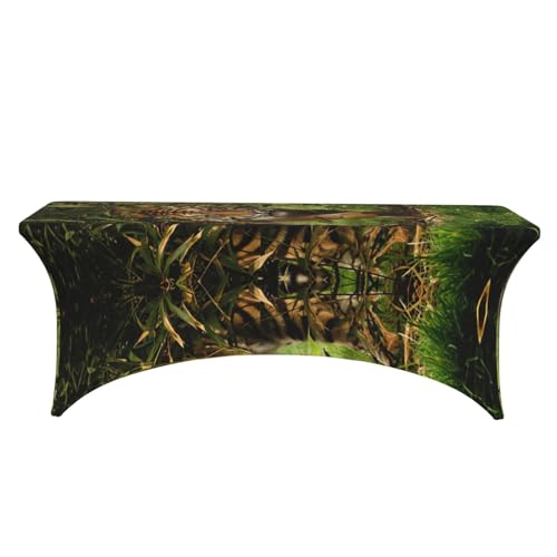 Housse extensible pour table rectangulaire 1.8m nappe imprimé tigre jungle - 3
