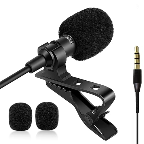 Wired Microphone, Mini Professional Omnidirectional Condenser Lavalier Microphone with 79 Inch Cable for Phone Recording, YouTube, Interviews, Video Blogs