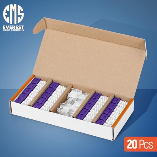 Image of Everest 90 Degree RJ45 Cat6A Keystone Jacks Slim Profile 20-Pack Purple