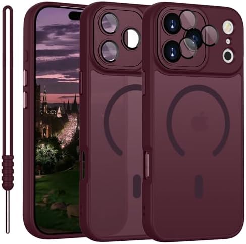 YUANDMI für iPhone 17 Pro Max Hülle kompatibel mit MagSafe, Handyhülle für iPhone 17 Pro Max Magnetisch Matte Touch Kameraschutz, rutschfest Kratzfest Schutz Stoßfest Hülle Dunkel