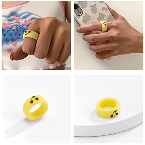 Pingyongchang Frog Cat Clay Ring, Cute Animal Acrylic Resin Personalized Colorful Funny Rings Jewelry Gift for Women Teen Girls3