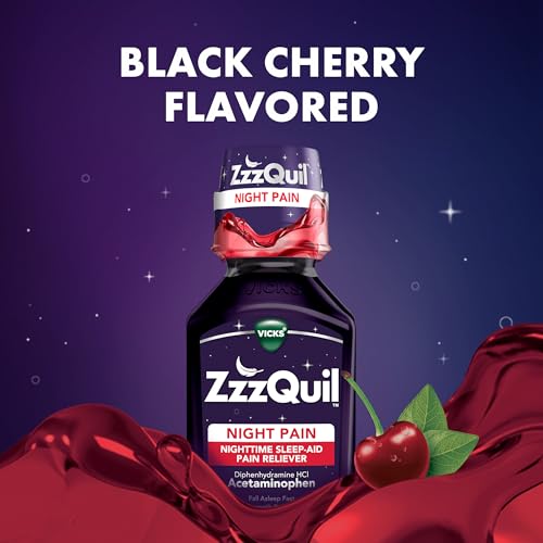 zzzquil liquid max strength pain reliever nighttime sleep aid liquid acetaminophen 1000mg diphenhydramine 50mg hci non-habit forming black cherry flavored 2 pack 24 fl oz