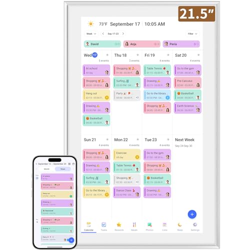 Smart Digital Calendar: 21.5-Inch Electronic Wall Calendars & Chore Chart, Full HD Interactive Touchscreen Display for Family Schedules Planner,Seamless Scheduling/Organizing-Wall/Desk Mountable by LiviNGPAi - Used condition - US$275.99