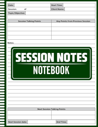 Session Notes Notebook: Therapy Notes Log Book – Professional Client Session Tracker with Organized Layout, Counseling Session Notes Journal – Keep Track of Appointments, Goals, and Client Progress