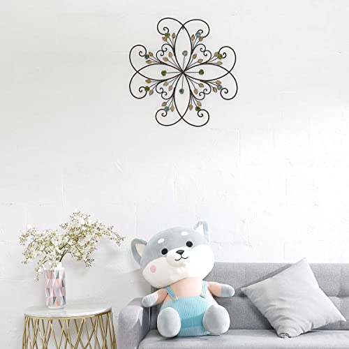 KUWIVO Lechesis 24" Metal Flower Scroll Wall Art Decor Sculptures with Rust Leaf for Living Room Bedroom - Image 4