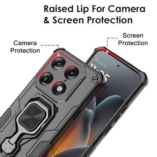 Image of TheGiftKart Tough Armor Bumper Back Case Cover for Motorola Moto Signature 5G | Ring Holder & Kickstand in-Built | 360 Degree Protection Back Case Cover for Motorola Signature 5G (PC & TPU, Black)