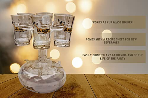 6 Adjustable Shot Glass Dispenser And Holder Made Of Food Grade Plexiglass, Shot Dispenser With 6 Drinking Glasses #TOP2