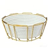 MOZESTMO Metal Frame Woven Storage Basket Home Decor Shelf Basket
