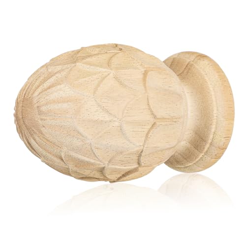 Soimiss 1 Remate De Piña De Madera Tallada, Embellecedor Clásico Para Postes De Escalera Y Vallas, Tapa Decorativa De Madera Maciza Sin Terminar Para Pintar O Teñir, Estilo Europeo, 12x8x8cm