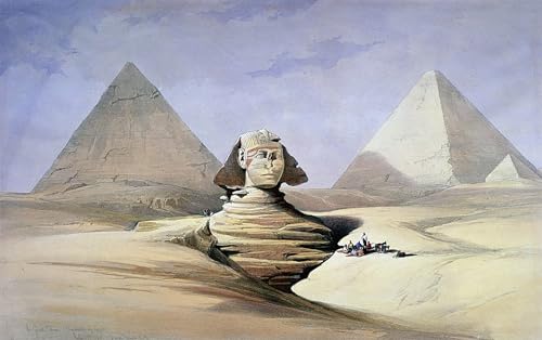Affiche le grand sphinx et les pyramides de Gizeh David Roberts 60x90cm