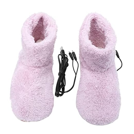 FRCOLOR 1 Par Sapatos Quentes Elétricos Chinelo Aquecedor De Pés Aquecido Elétrico Sapatos Quentes De Pelúcia Elétricos Chinelo De Botas Sapatos De Penugem Cobrar Amantes Massageador