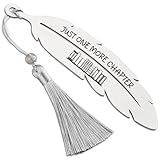 Just One More Chapter, Book Lover Bookmarks Gifts, Literary Bookmark, Laminated Bookmarks, Bookish Gift for Her, Graduation Season, Back to School Gift for Student, Metal Feather Bookmark VBK223