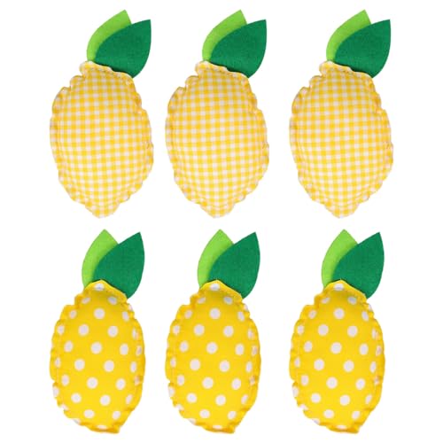 HOLIDYOYO Stuffed Lemon Ornaments 6pcs Soft Fabric Lemon Tiered Tray Decors Rustic Farmhouse Decorations for Summer Tiered Tray Bowl Fillers Supplies