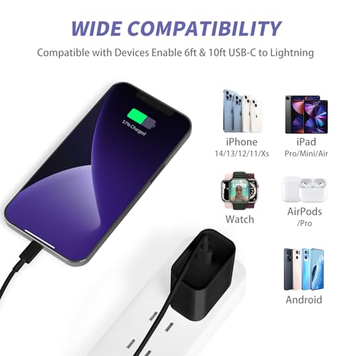 Image of iPhone Charger Fast Charging,[MFi Certified] 2Pack 20W Type C Fast Charger Block with [10FT&6FT] USB C to Lightning Cable Compatible for iPhone 14 /13 /12 /11 Pro Max /Xs Max /XR /X,iPad