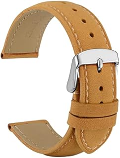 WOCCI Skórzany pasek do zegarka vintage ze srebrną klamrą ze stali nierdzewnej, pasek zastępczy 14 mm 18 mm 19 mm 20 mm 21 mm 22 mm 23 mm 24 mm