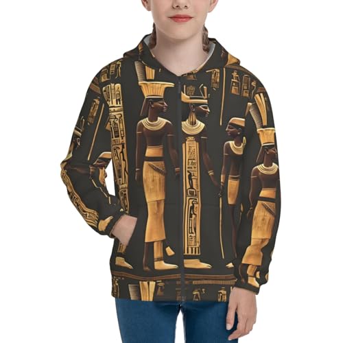 Ancient Egyptian Hieroglyph Kids Pullover Hoodies Boys Zip Up Sweatshirts Girls Athletic Clothes with Pocket3