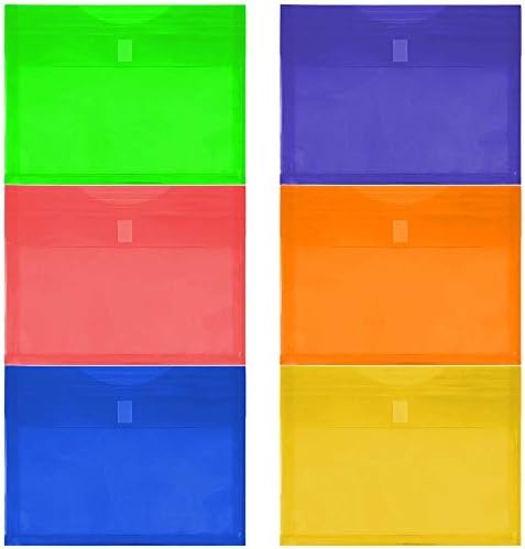 JAM PAPER Plastic Expansion Envelopes with Hook & Loop Closure - Letter Booklet - 9 3/4 x 13 with 1 Inch Expansion - Assorted Colors - 6/Pack