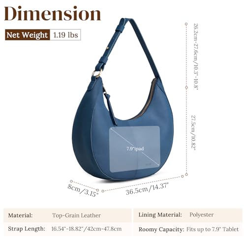 Image of S-ZONE Top Grain Leather Shoulder Bags for Women Hobo Crescent Bag Handbags Purse