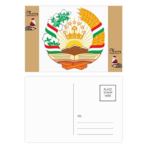 Carte postale de remerciement Tajikistan Asia National Emblème Père Noël lot de 20 pour fêtes