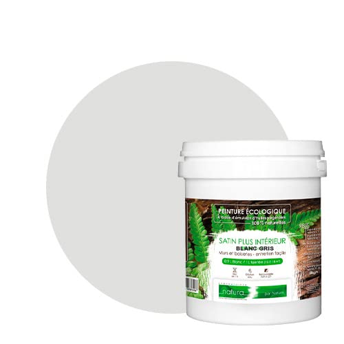 BOX DECO COULEURS Peinture murale naturelle écologique aspect satin intérieur Natura - 1 L, Blanc Gris