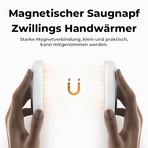 VOSFEEL Elektrischer Handwärmer 2er-Pack, Handwärmer Magnetische Tragbare 6000mAh, 3 Einstellbaren Heizmodi USB Wiederaufladbar… – Ansicht 5