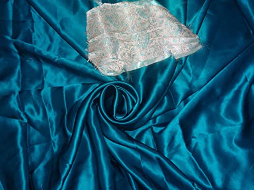 Tissu satin de soie naturel au mètre 120g vert martin-pêcheur pour styliste et couture