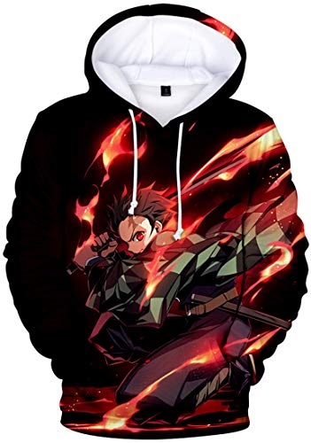 OLIPHEE 3D Sweater Homme Demon Slayer avec Capuche Pull Occasionnel Hoodies Couple Manches Longues(006,XS)