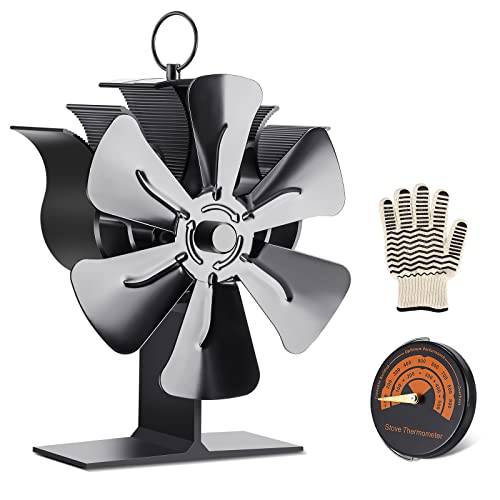 Ventilador De Estufa De 6 Palas, Estufas De Leña Ventiladores para Chimeneas Ventilador Estufa Leña para Estufas De Pellets Gas Estufas De Leña para Leña Leña Chimenea para Estufas De Leña Cover