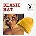 Concept One Playboy Beanie Hat, Cuffed Knit Winter Cap with Logo, Taupe