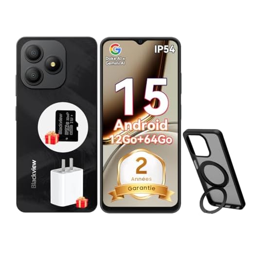 Blackview Wave 9C Telephone Portable Pas Cher 4G, 6.56'' HD+ Smartphone Pas Cher, Telephone Portable 12Go+64Go/2To TF, Android 15, 5000mAh, 13MP+8MP, 32Go TF, Étui de Téléphone Rotatif, Face ID, GPS