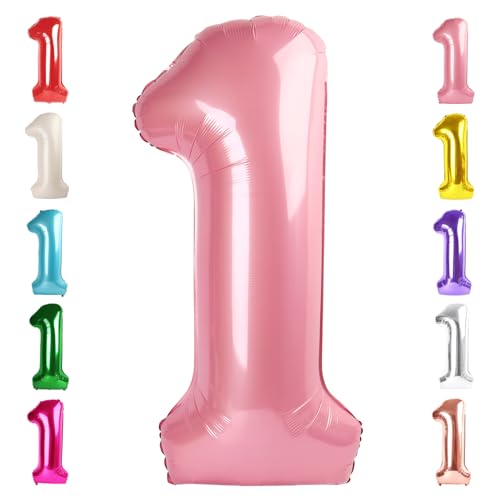 Image of 1 Balloon Numbers Birthday Decorations, 40In Pearl Pink Balloons for Party | Eye-catching Appearance, Perfect Decorative Centerpieces, Convenient Self-sealing Structure, Widely for Various Occasions
