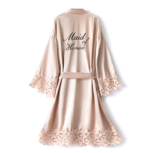 Women's Silky Bride Bridesmaid Robes Satin Kimono Bridal Party Ba...
