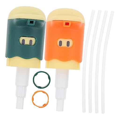 BRIGHTFUFU 2 Sets Oyster Sauce Dispenser Pump of Washable Sauce Bottle Nozzles for Kitchen Essentials Easy Squeeze Press Type Design Convenient Household Dispenser Pump