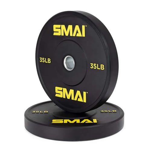 SMAI HD Bumper Plates - Ideal for Cross-Training, Weightlifting, Fitness, Strength Gym Weights. Stainless Steel Inserts, Quality Rubber. Set of 2 for Versatile Workouts.