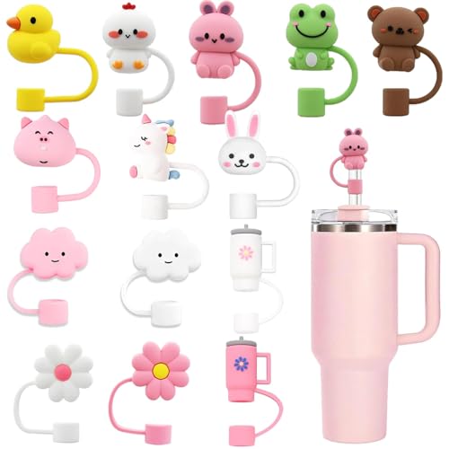 Image of 14S Straw Cover for Stanley Cup, Silicone Straw Topper for Stanley Cup 30&40oz with Tumblers, 10mm 0.4in Lid Accessories (Reusable)