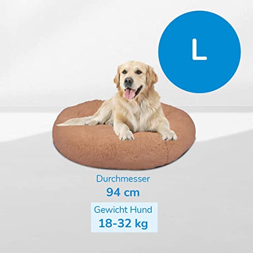 Mediashop Peaceful Pooch L - Flauschiges Hundebett - gelenkschondendes Hundekissen - waschbarer Bezug - Hundekörbchen - Donut Kissen für große Hunde
