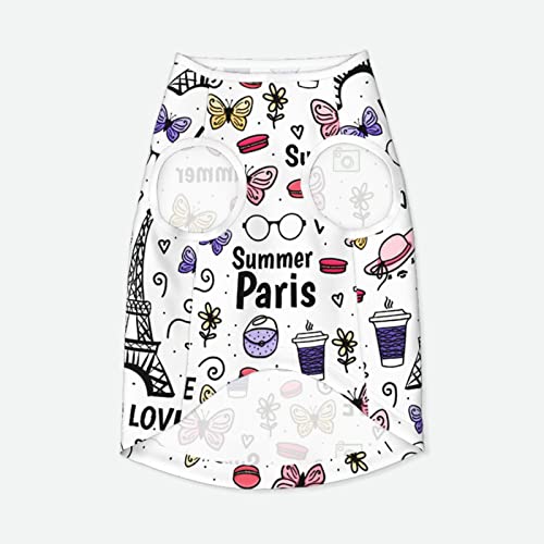 Paris Eiffel Butterfly Pet Dog Cat Clothes Soft Cotton Dogs T-Shirt Cool Breathable Pet Vest Casual Cozy Lightweight Dog Pajamas For Medium Large Dogs #TOP6