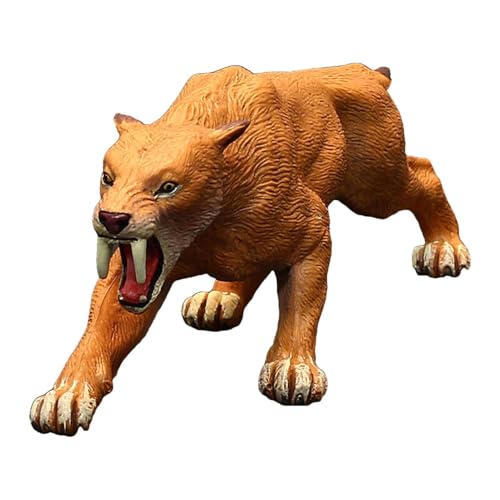 Materiale selezionato: spruzzato con vernice a base d'acqua, la transizione è la figura preistorica della fauna selvatica a sciabola naturale e la statuetta Smilodon è altamente simulata, confortevole al tatto perché è realizzata in PVC duro.