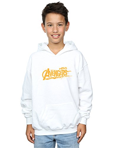 Marvel Boys Avengers Infinity War Orange Logo Hoodie White 5-6 Years
