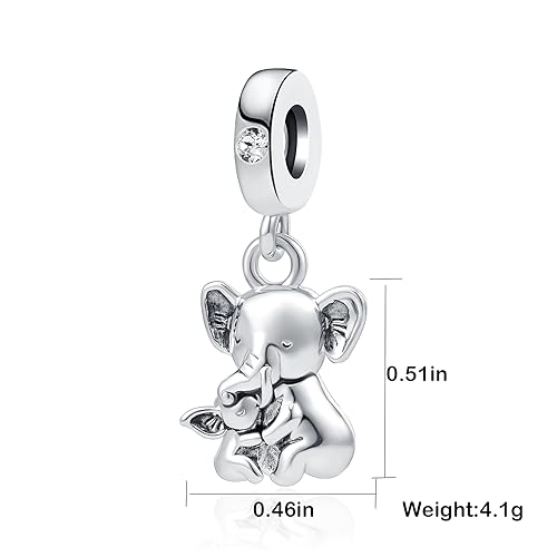 Elephant Charm Compatible with Pandora Bracelet Good Luck Lucky Mother Daughter Son Mom Dangle Animal Bead for Women2