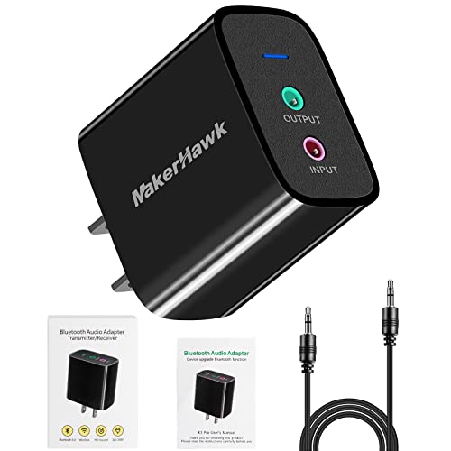 Blue Tooth 5.0 Transmitter Receiver Audio Adapter - W ireless Blue Tooth Adapter 2 in 1 Low Latency Blue Tooth Home Receiver & 3.5mm Aux Blue Tooth Audio Transmitter for Tv/Pc/Stereo