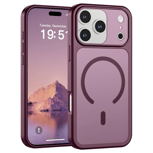 Image of SUPFINE Magnetic for iPhone 17 Pro Max Case Wine Red | (Compatible with MagSafe)(Military Grade Drop Protection)(Camera Protection)Translucent Matte Phone Cover