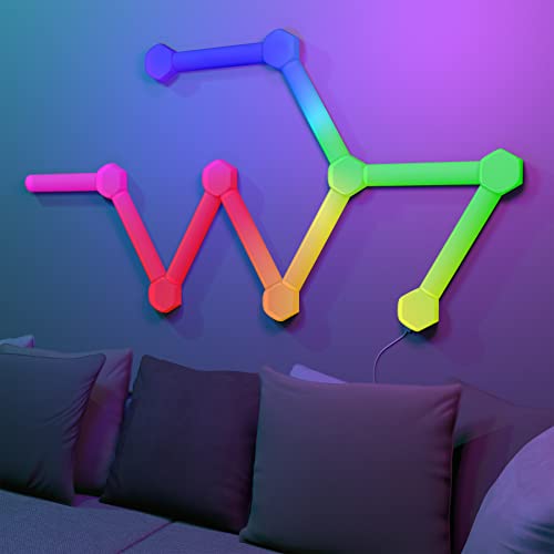 Azhien LED Hexagon Light Panels,Panneaux Lumineux Wi-Fi RGB avec Décoration DIY,Synchronisation de la Musique,Contrôle d'application,Fonctionne avec Alexa Google Assistant pour Salon,Salle de Jeu Cover