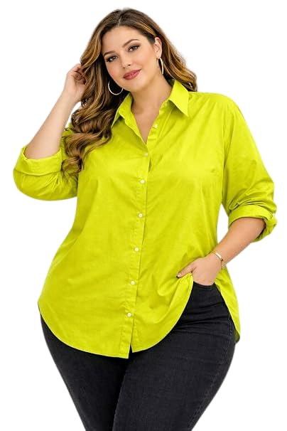 Women's Solid Casual Plus Size Shirt | Full Sleeve Button Down Collared Shirt | Comfortable Oversized Fashion Clothing for Office, Travel, Vacation, Holiday, Party-picture-28