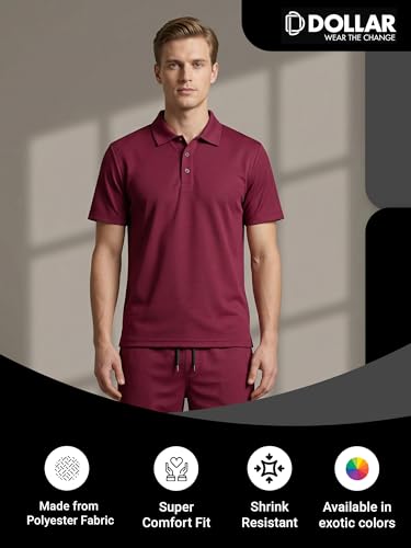 Image of Dollar Men Co-Ord Set | Polyester Shorts + Polo T-Shirt | Regular Fit, Quick Dry & Breathable | Gym, Casual & Sportswear | Pack of 1