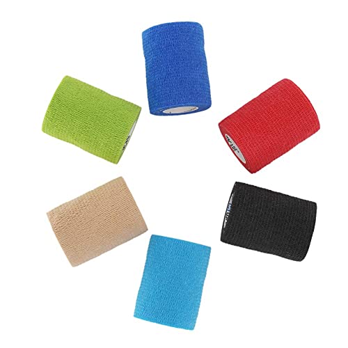包帯自己粘着包帯 7.5cm x 4.5 m 柔軟な包帯, 弾性包帯 通気性 弾性 圧縮 多機能 家庭用, 包帯をラップ, 不織布凝集, アスレチックテープ, 敏感肌に適しています (カラーミキシング, 6ロ)