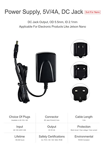 Alimentatore 5V 4A per Jetson Nano, Adattatore di