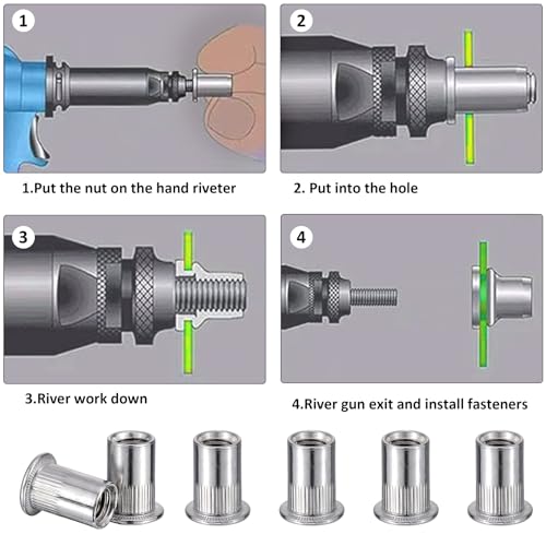 Pxyelec Flachkopf Blindnietmuttern aus Aluminium, Einpressmuttern, M6, 100 Stück