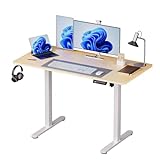 Relaxdays höhenverstellbarer Schreibtisch, elektrisch, Stehtisch Display, HBT: 120x160x60, Metall, Holzoptik, Natur-weiß